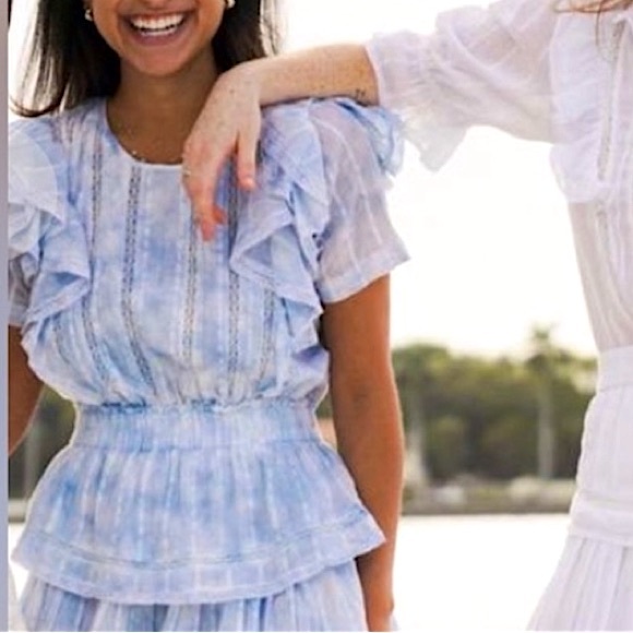 Erica Wilson Nantucket Jaja Ruffle Top blue tie dye - Picture 2 of 15